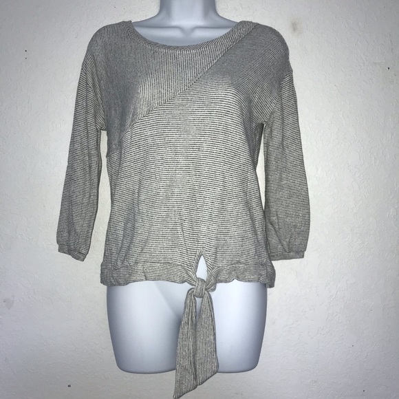 2/$20 Grey & Gray Crop Stripe Knit Womens Top XS Gray White - Picture 7 of 7